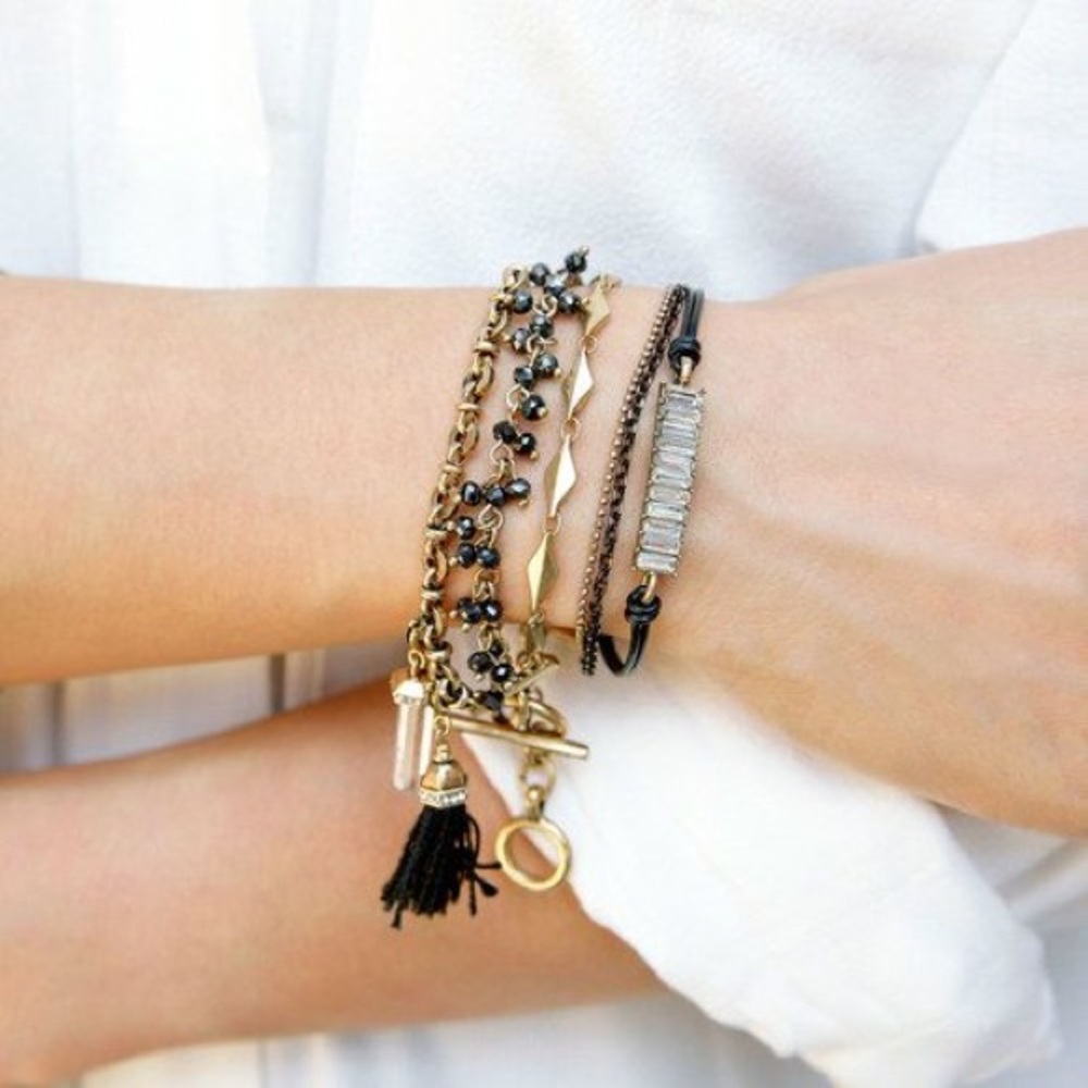 Chloe + Isabel Leather + Baguette Bracelet Black